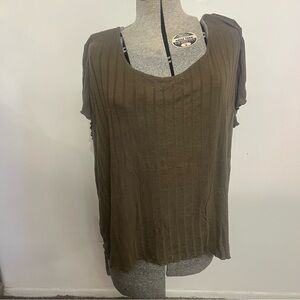 Elizabeth‎ 2X Hunter Green Cotton Stretch Short Sleeve Pullover Top